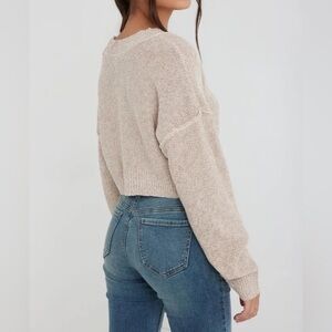 GARAGE oatmeal loose fit knit cropped buttoned cardigan‎ size XS